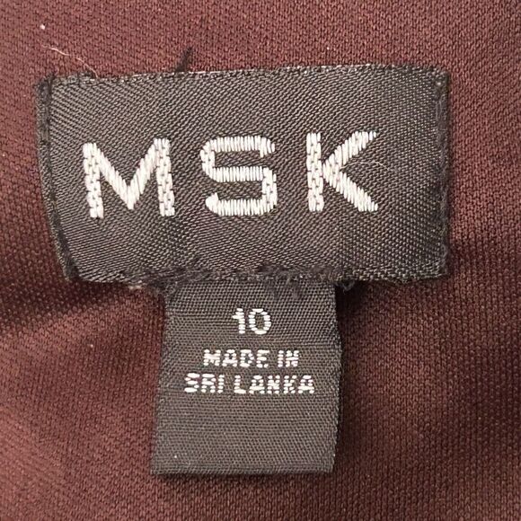 MSK Midi Dress Women's Sz 10 Brown Teal Floral Twist Front Ruffle Flutter Sleeve - Picture 15 of 16